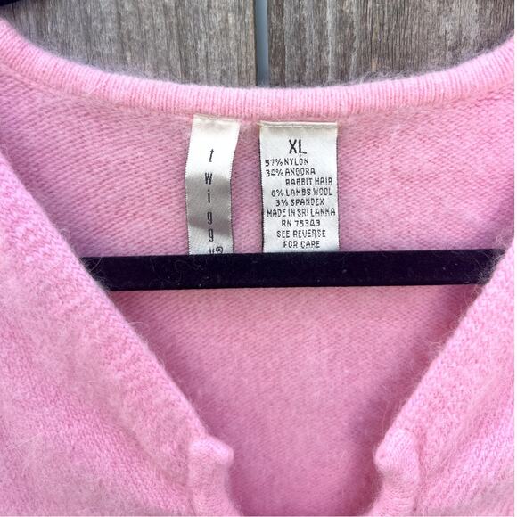 Twiggy | Vintage Y2K V-Notch Angora Blend Pullover Sweater Bubblegum Pink Sz XL - Picture 3 of 7